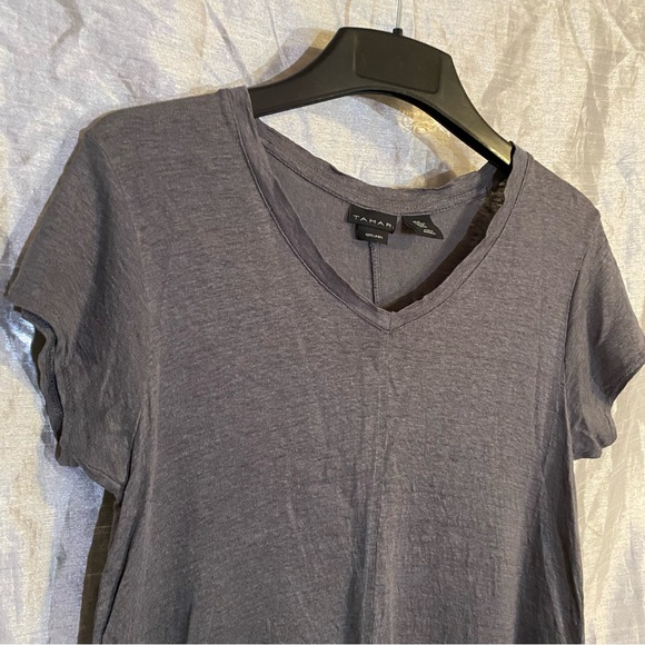 Tahari 100% linen tee shirt, SZ M, GUC, hi/lo hem, relaxed fit, cap sleeves. - Picture 8 of 10